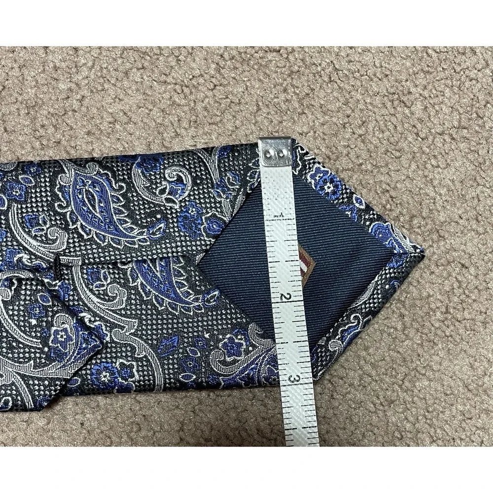 Joseph‎ Abboud Blue Silver Paisley Silk Tie New Tags 3